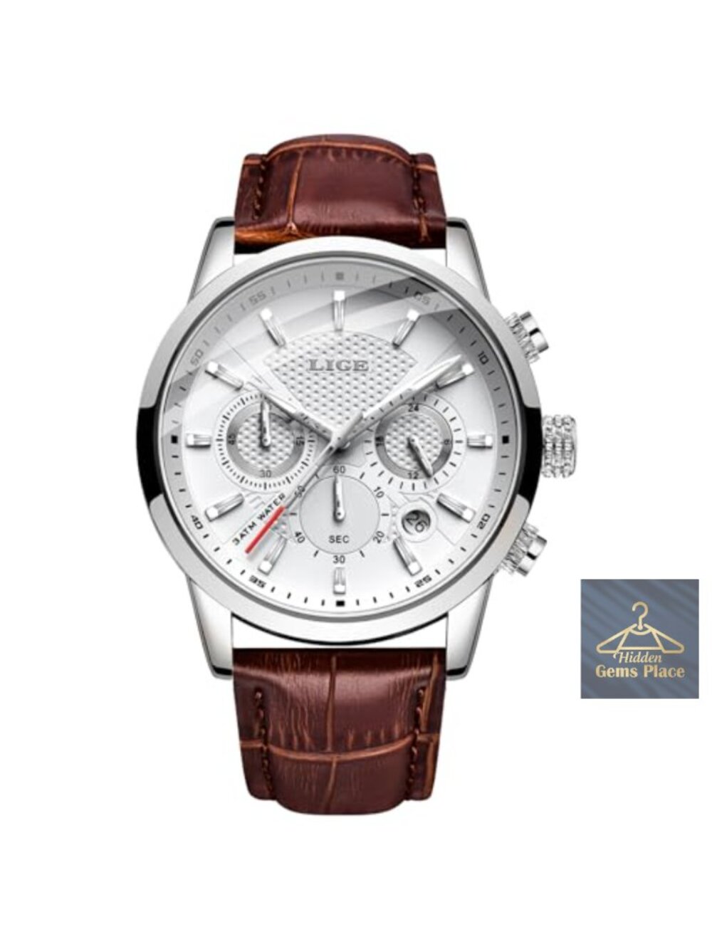 Men's Vintage Chronograph Leather Strap Watch - Quartz Dress Waterproof